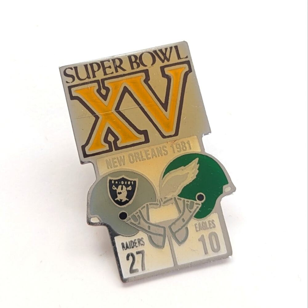 Vintage Starline NFL Super Bowl XV Raiders Eagles Collectible Lapel Hat Pin